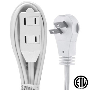 2 Prong 16 Gauge 3 Outlets Agnle Flat Plug ETL Listed Indoor Extension Cord (White) 2 Prong 16 Gauge 3 Outlets Agnle Flat Plug ETL Listed Indoor Extension Cord (White)