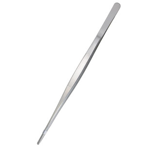 12" inch Stainless Steel Blunt Tweezer Kitchen Cooking Tong with Serrated Tips