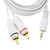 6 FT 3.5mm Stereo Male Plug to 2 RCA Dual Audio Male Adapter Speaker Cable White