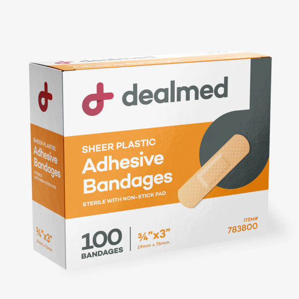 Sheer Plastic Adhesive Bandages | 1" x 3" | Box of 100