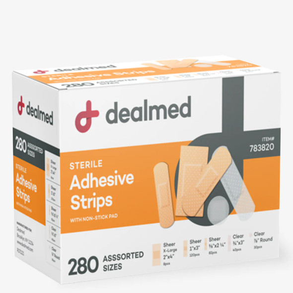 Sterile Adhesive Fabric Strip Bandages | Assorted Sizes | Box of 280