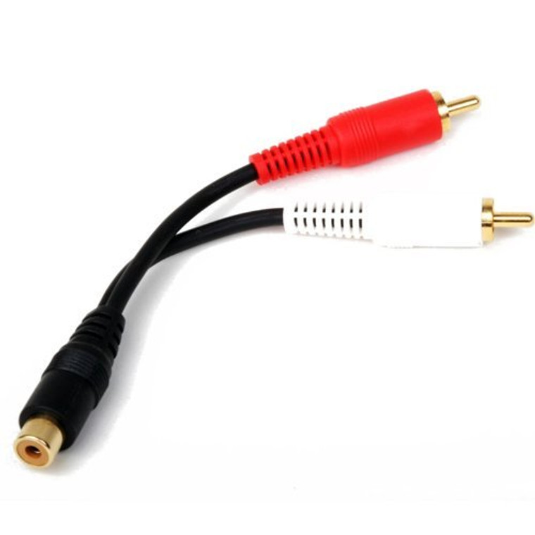 6 inch RCA Female to 2 RCA Male Gold Plated Audio Adapter Y Splitter Cable 6"