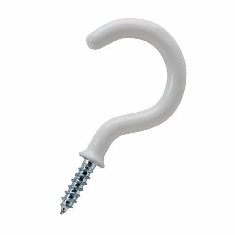 1-1/4" inch Screw Mount PVC Coated Cup Hooks (White)