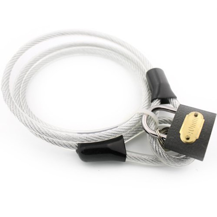 47" inch 8mm Flexible Steel Double Loop Security Cable with 40mm Key Lock