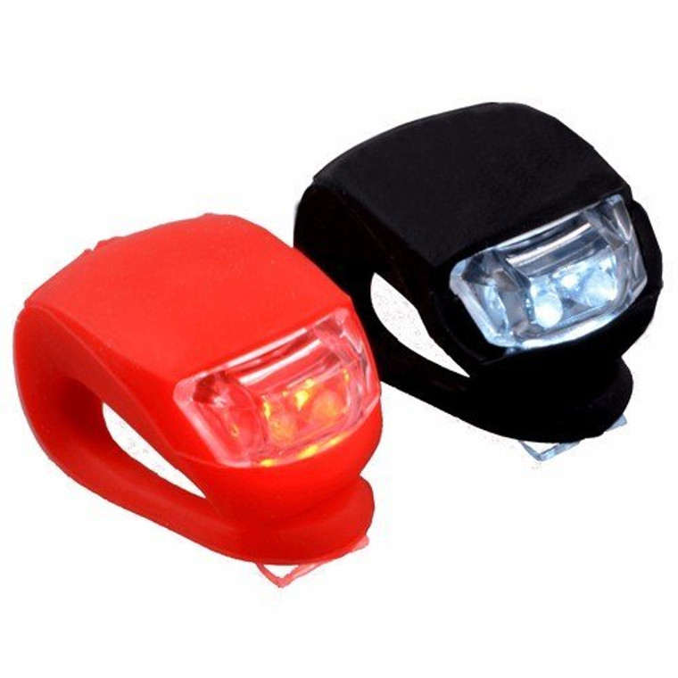 Silicone Bike Bicycle LED Front Headlight & Rear Taillight Flashlight Set