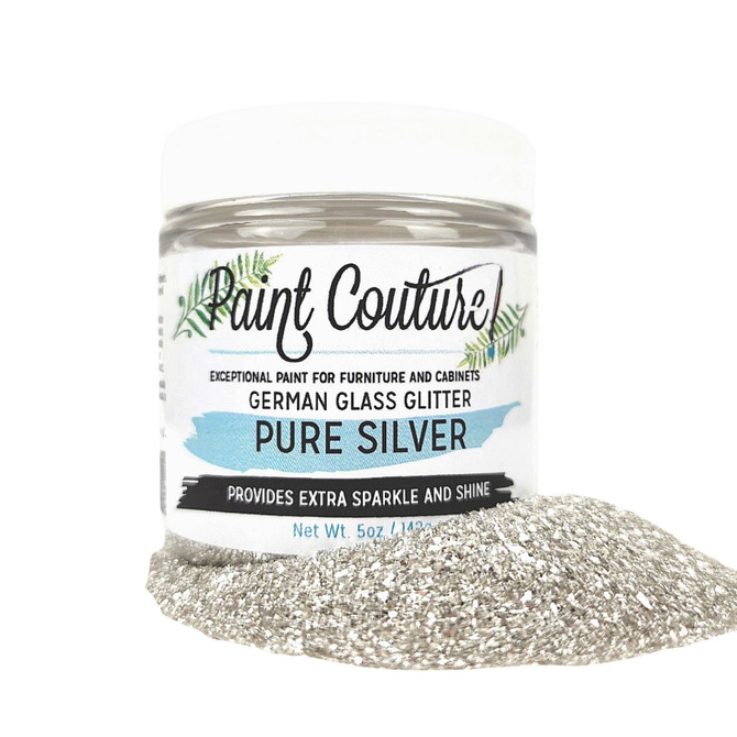 Pure Silver German Glass Glitter with 4oz container