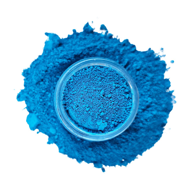 Blue Raspberry Perfect Pigments poured around a jar