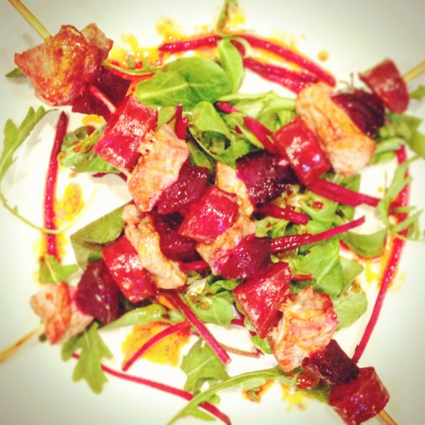 Pork, chorizo & beetroot skewers with a Cabernet Sauvignon wine match