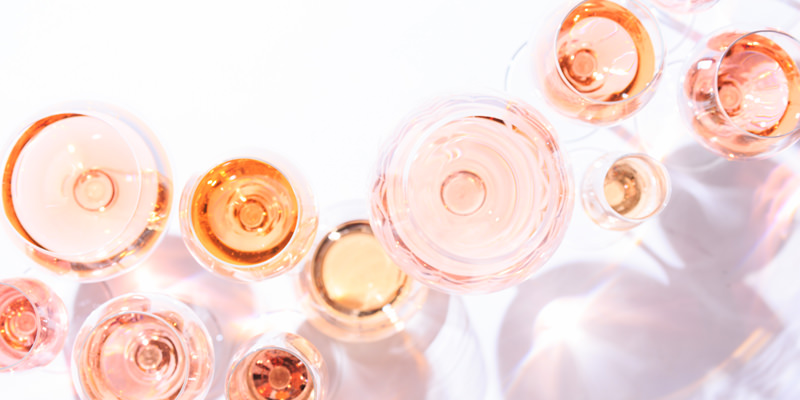 Rosé wine in different glasses