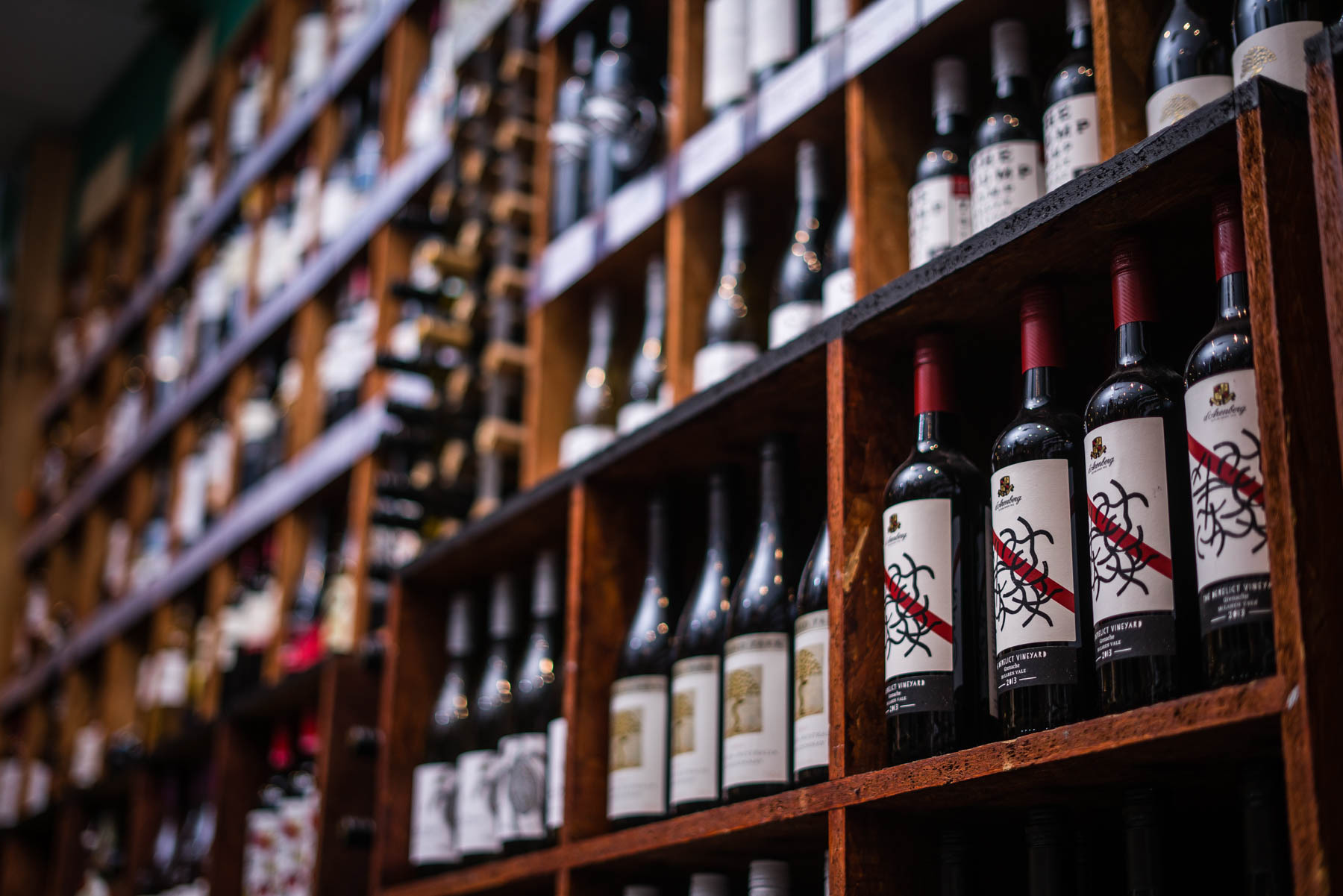 Wine Bottles on Shelf