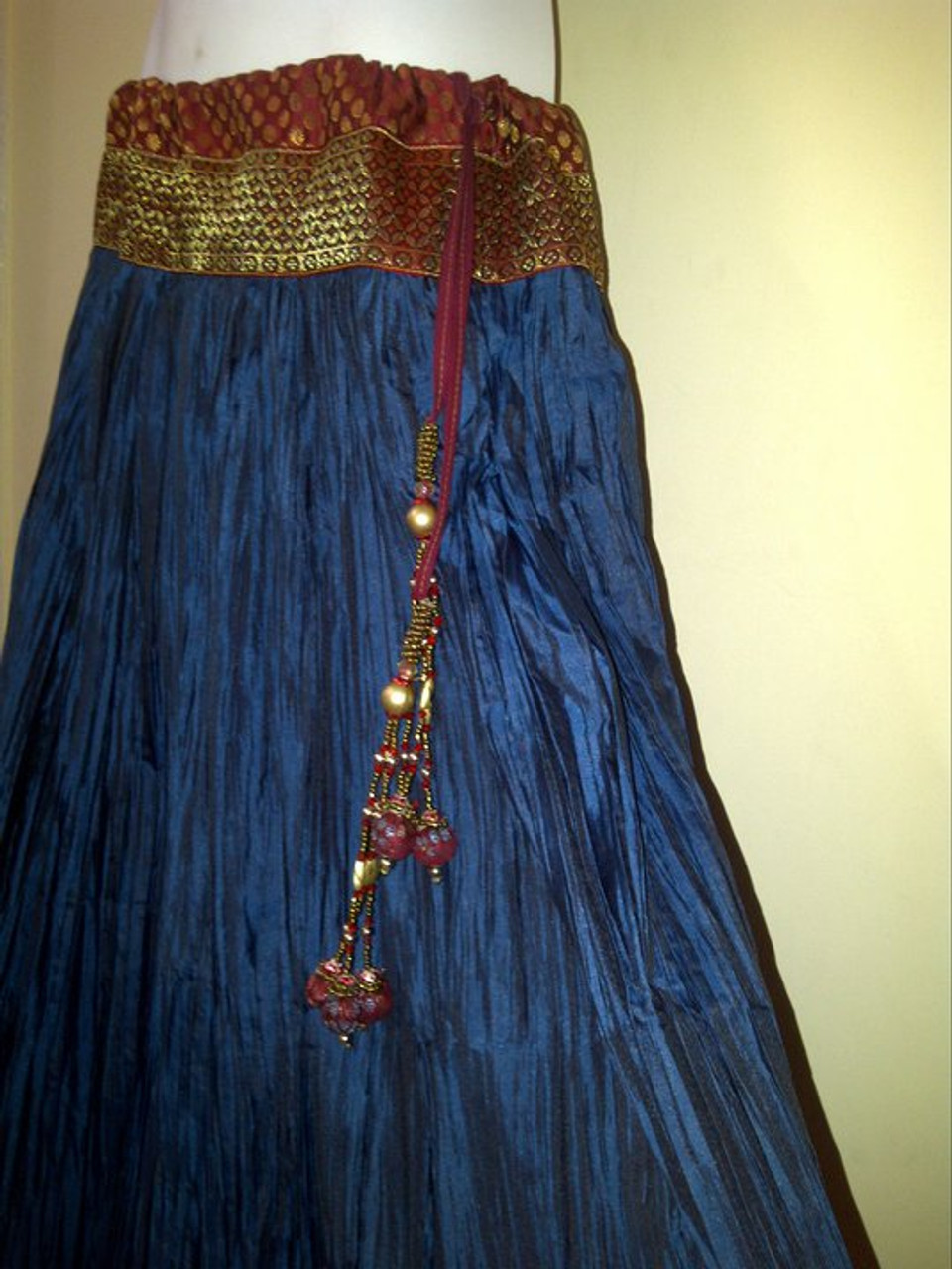 Gorgeous Midnight Blue Crushed Silk Skirt - Magical Fashions