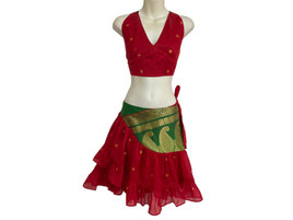 These are beautiful Mini wrap skirts and halter tops. I have shown these on their own and also showed layered with full skirts to give you costuming ideas.These are unique and one of a kind sets.  These are beautiful Mini wrap skirts and halter tops. I have shown these on their own and also showed layered with full skirts to give you costuming ideas.These are unique and one of a kind sets.