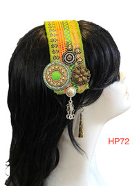 Beautiful Hand made Head piece on a lovely base. It has long ties to secure  it on the head. It is approximately 12" long not including ties.

We can make you a custom head piece in your choice of color and embellishments. Just message us. 

International shipping will be extra. Message us if you are an international customer.
