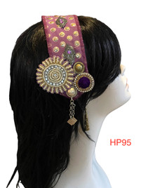 Beautiful Hand made Head piece on a lovely base. It has long ties to secure  it on the head. It is approximately 12" long not including ties.

We can make you a custom head piece in your choice of color and embellishments. Just message us. 

International shipping will be extra. Message us if you are an international customer.
