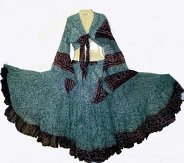 25 Yard Jaipur Skirt and Matching Top Grey Maroon $ 120