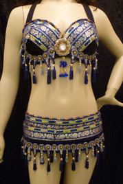 Mysterious Midnight Blue Bra & Belt Set