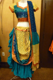 True Teal and Beige 3 pc Lehnga True Teal and Beige 3 pc Lehnga
