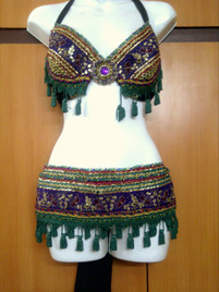 Breath-Taking Purple Sequined & Green Trim with Tassels #15 Breath-Taking Purple Sequined & Green Trim with Tassels #15