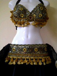 Magnificent Yellow Sequined on Black with Golden Trims  #16 Magnificent Yellow Sequined on Black with Golden Trims  #16