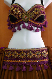 Purrr-fect Fushia with Golden & Fushia Trims Bra Belt Set #18
