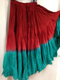  DIP DYE- 25-Yard Pure Cotton Skirts - Dark Red Ligt Red Teal
