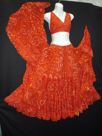 Jaipur Skirt Halter Ensemble, Orange