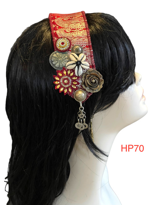 Beautiful Hand made Head piece on a lovely base. It has long ties to secure  it on the head. It is approximately 12" long not including ties.

We can make you a custom head piece in your choice of color and embellishments. Just message us. 

International shipping will be extra. Message us if you are an international customer.
