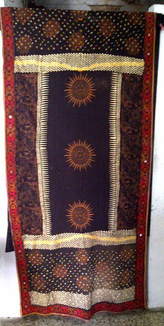 Beautiful Tie Dye Block Print Veil with banjara embroidery on all 4 edges