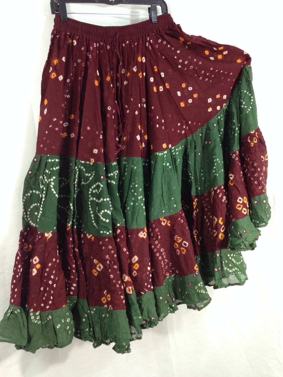 Gorgeous 25 yard Jaipr Tie Dye skirt Green Maroon Combo - Magical Fashions