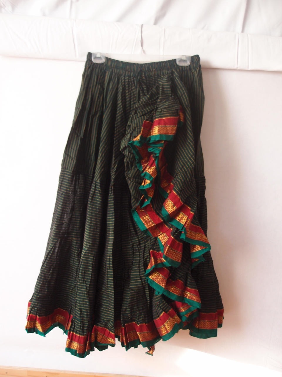Striped Aishwarya Skirt Dark Green - Magical Fashions