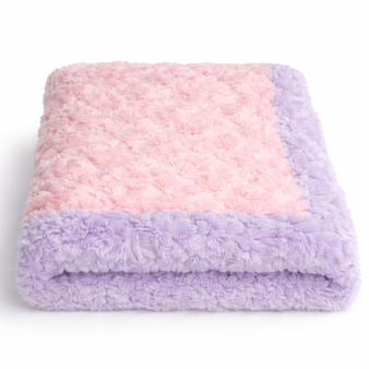 baby blanket lavender with light pink trim