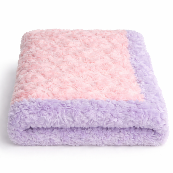 baby blanket lavender with light pink trim