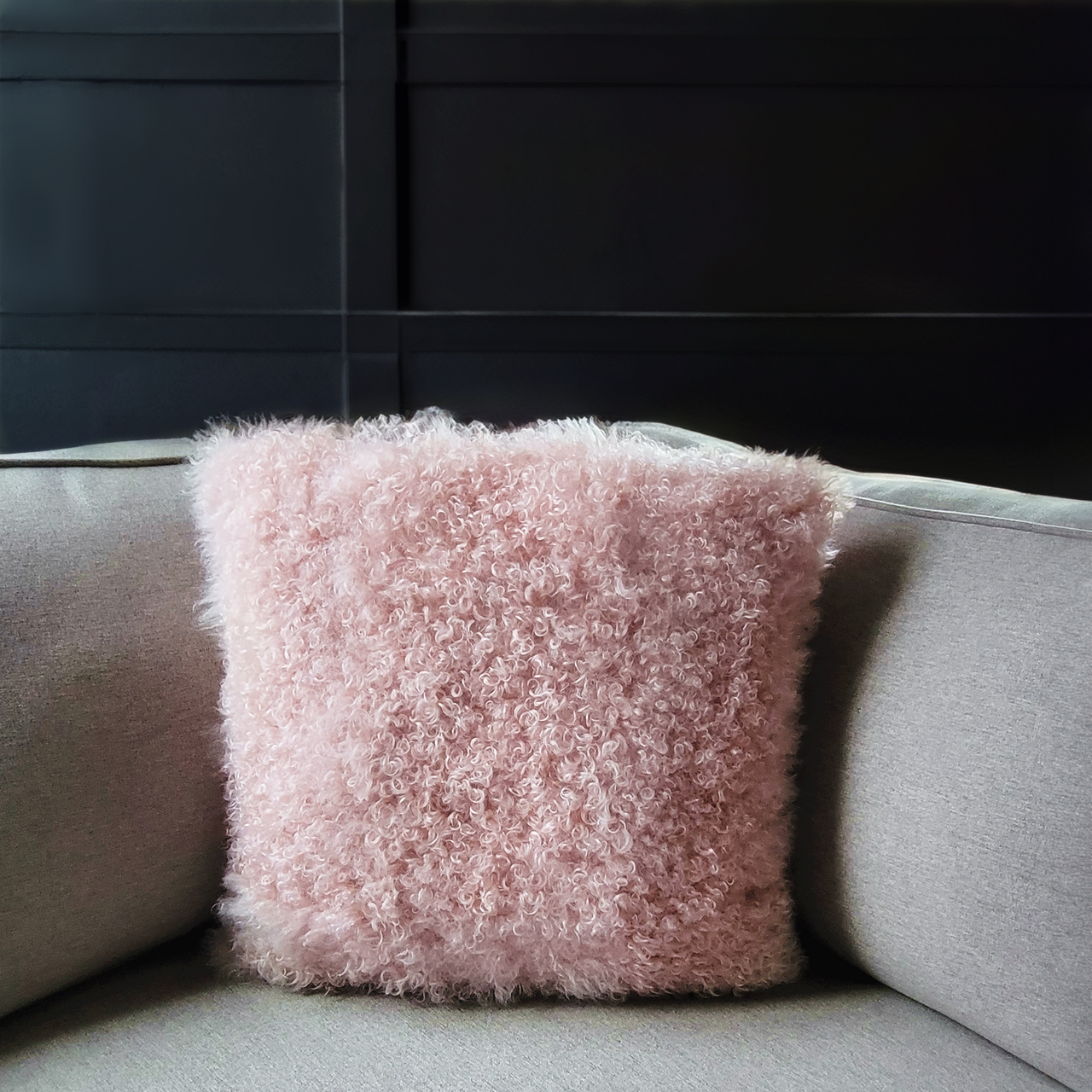 Hot Pink Double-Sided Mongolian Tibetan Lamb Fur Pillow/Cushion