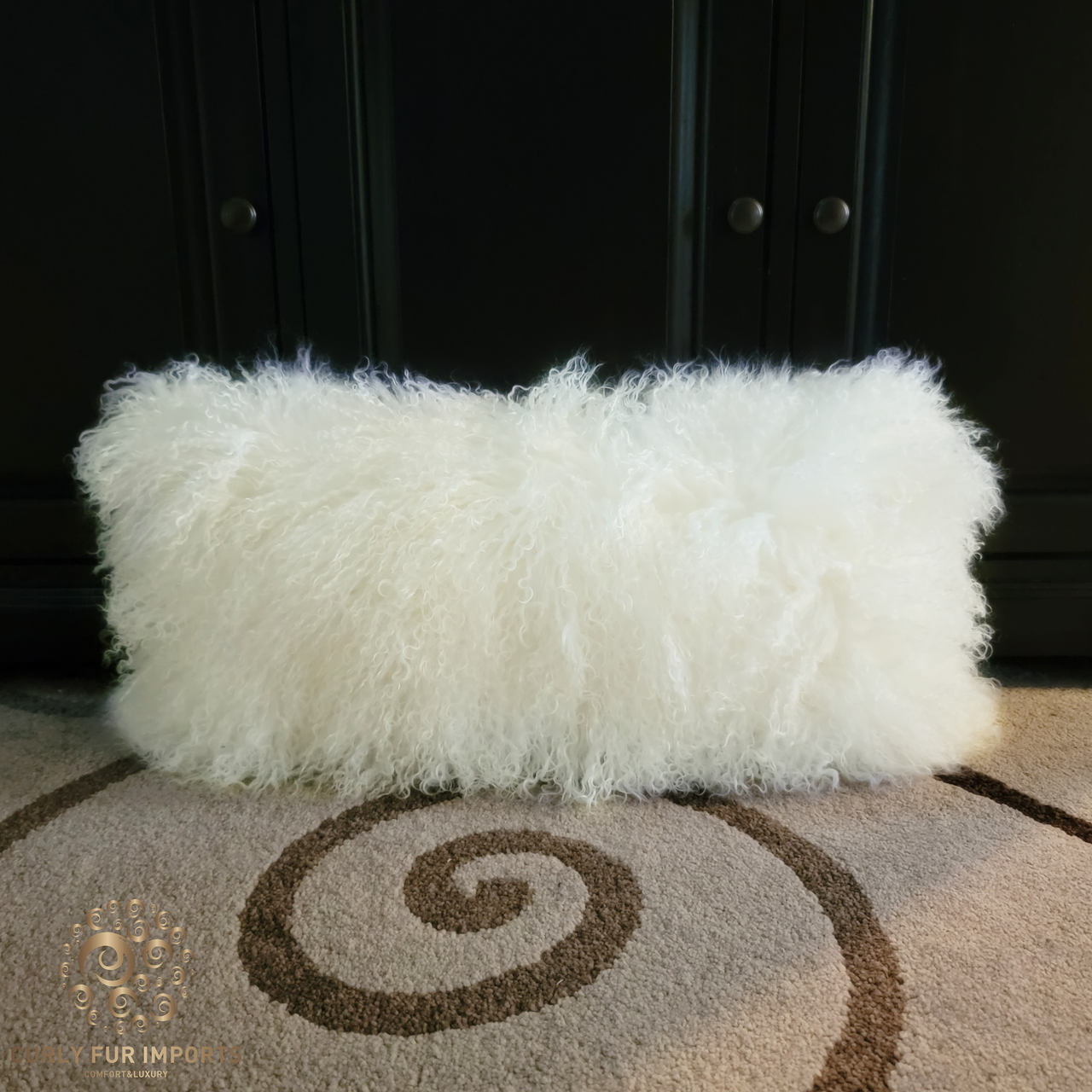 Pillow Decor - Mongolian Sheepskin Natural White Throw Pillow