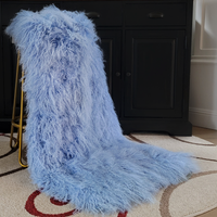 Mongolian Lamb Fur Sheepskin Plate Placid Blue
