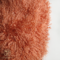 Mongolian Lamb Fur Pelt Sheepskin Soft Orange closeup