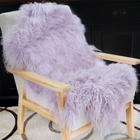 Mongolian Lamb Fur Pelt Sheepskin Light Lilac 