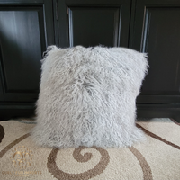 Mongolian Lamb Fur Pillow Silver