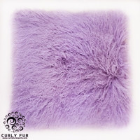 Mongolian Lamb Fur Pillow Lupine Purple