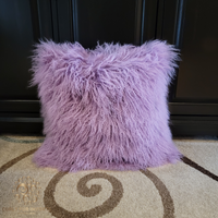 Mongolian Lamb Fur Pillow Lupine Purple