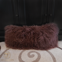 Tibetan Lamb Fur Lumbar Pillow Mocha 