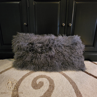 Tibetan Lamb Fur lumbar Pillow Charcoal Tibetan Lamb Fur lumbar Pillow Charcoal