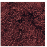  Mongolian Lamb Fur Pillow Maroon closeup