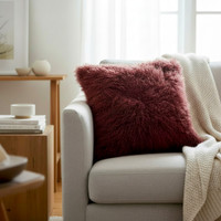  Mongolian Lamb Fur Pillow Maroon