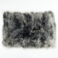 Tibetan Lamb Fur Pillow Single Sided Fur Frosted Black