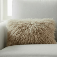 Tibetan Lamb Fur Pillow Dark Beige