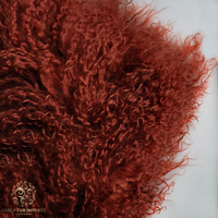 Mongolian Lamb Fur Sheepskin Plate Copper Red closeup