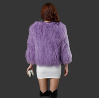 Collarless Tibetan Mongolian Lamb Fur Coat 25"