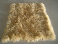 Tibetan Mongolian Lamb Fur Rug dark beige