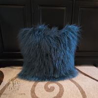 Tibetan Lamb Fur Pillow Teal